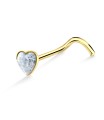 Heart Stone Silver Curved Nose Stud NSKB-786